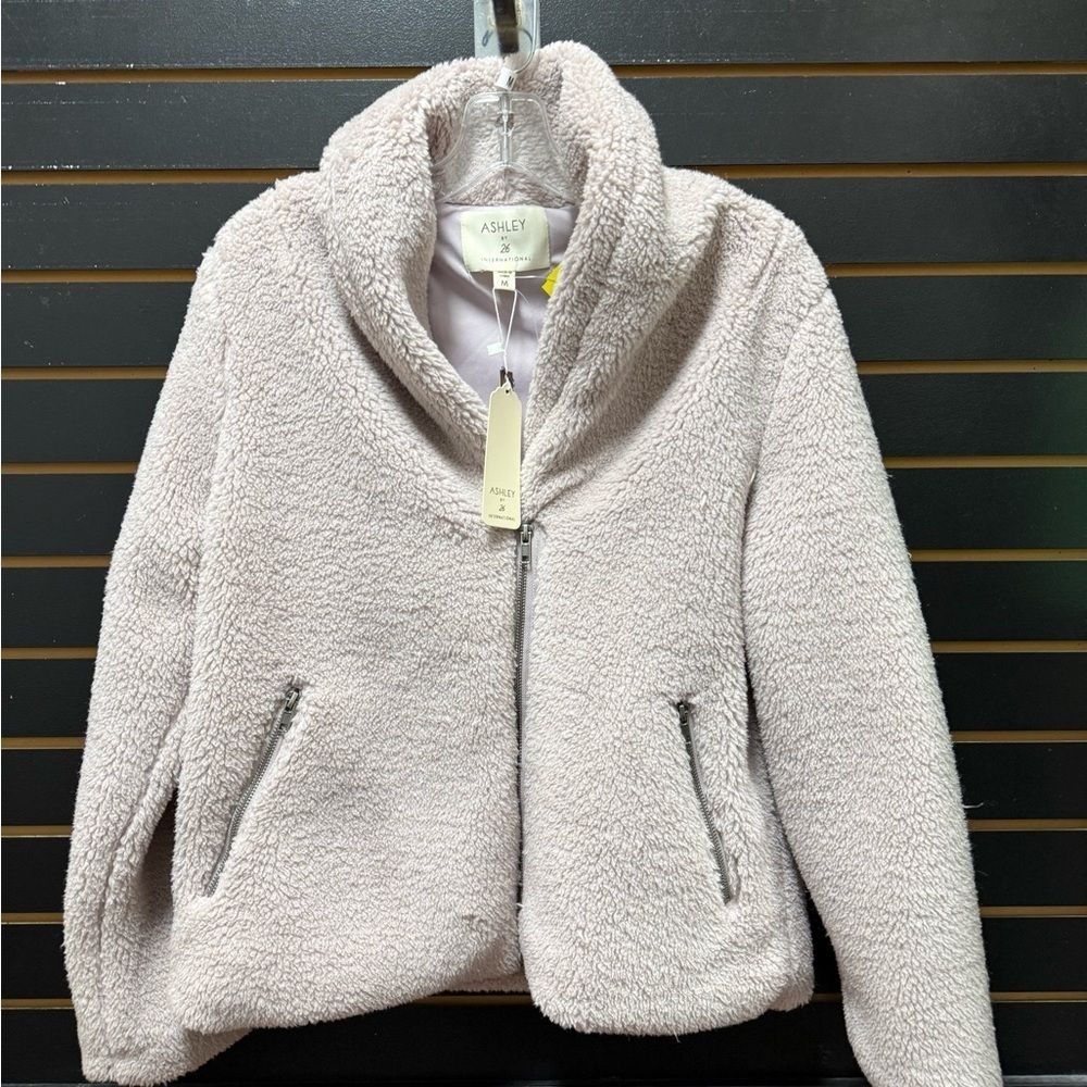 Ashley by 26 International Lilac Sherpa Zip Jacket NWT Size M